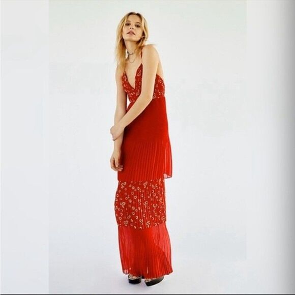 Free People Womens Size 2 Kayla Tiered Gown By Fame and Partners - Picture 2 of 12